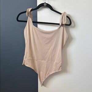 Beige Tie-Strap Bodysuit